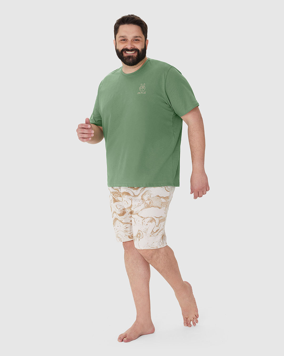 Pijama Masculino Plus Size Camiseta Manga Curta Em Algodão - Imagem 17