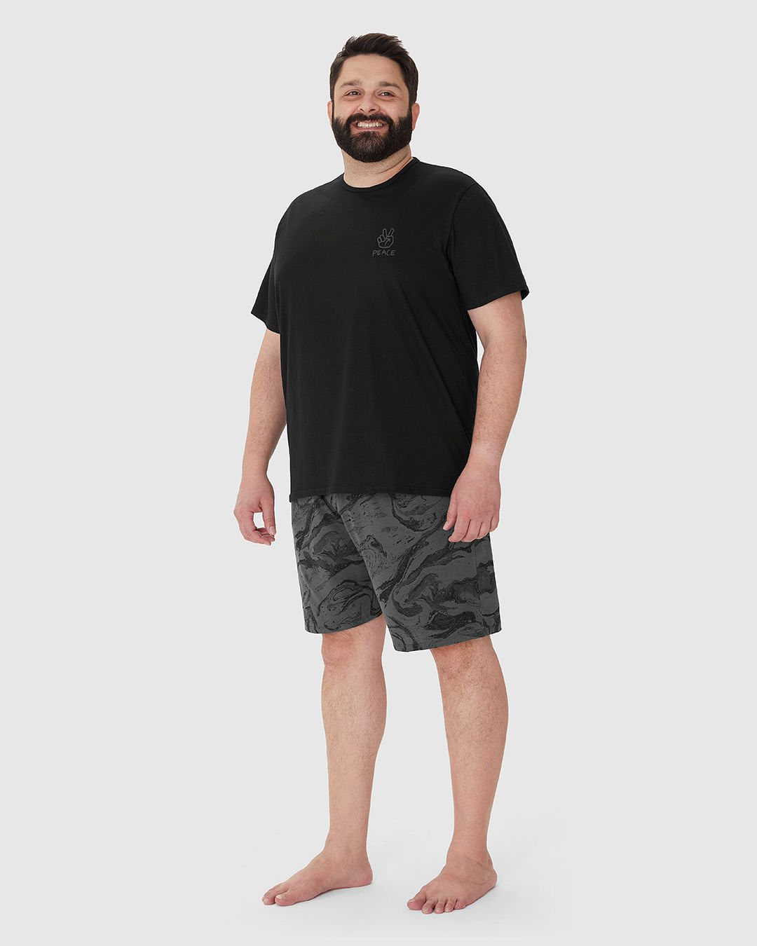 Pijama Masculino Plus Size Camiseta Manga Curta Em Algodão - Imagem 7