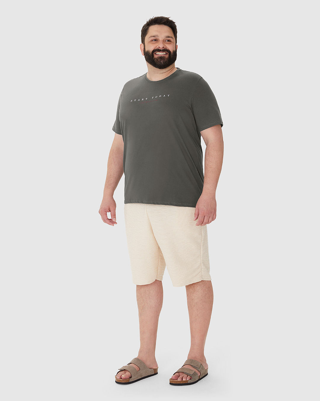 Camiseta Masculina Plus Size Decote Redondo Estampa Frontal Em Algodão - Imagem 2