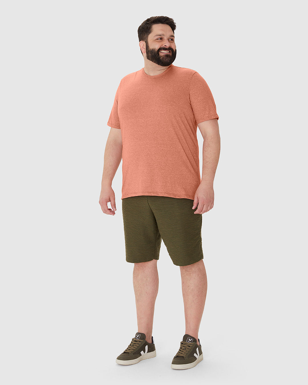 Camiseta Masculina Plus Size Em Malha Algodão Texturizada - Imagem 12