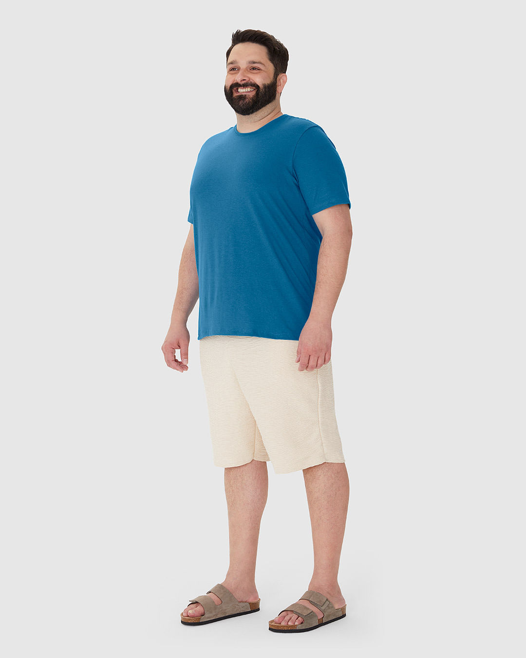 Camiseta Masculina Plus Size Em Malha Algodão Texturizada - Imagem 22