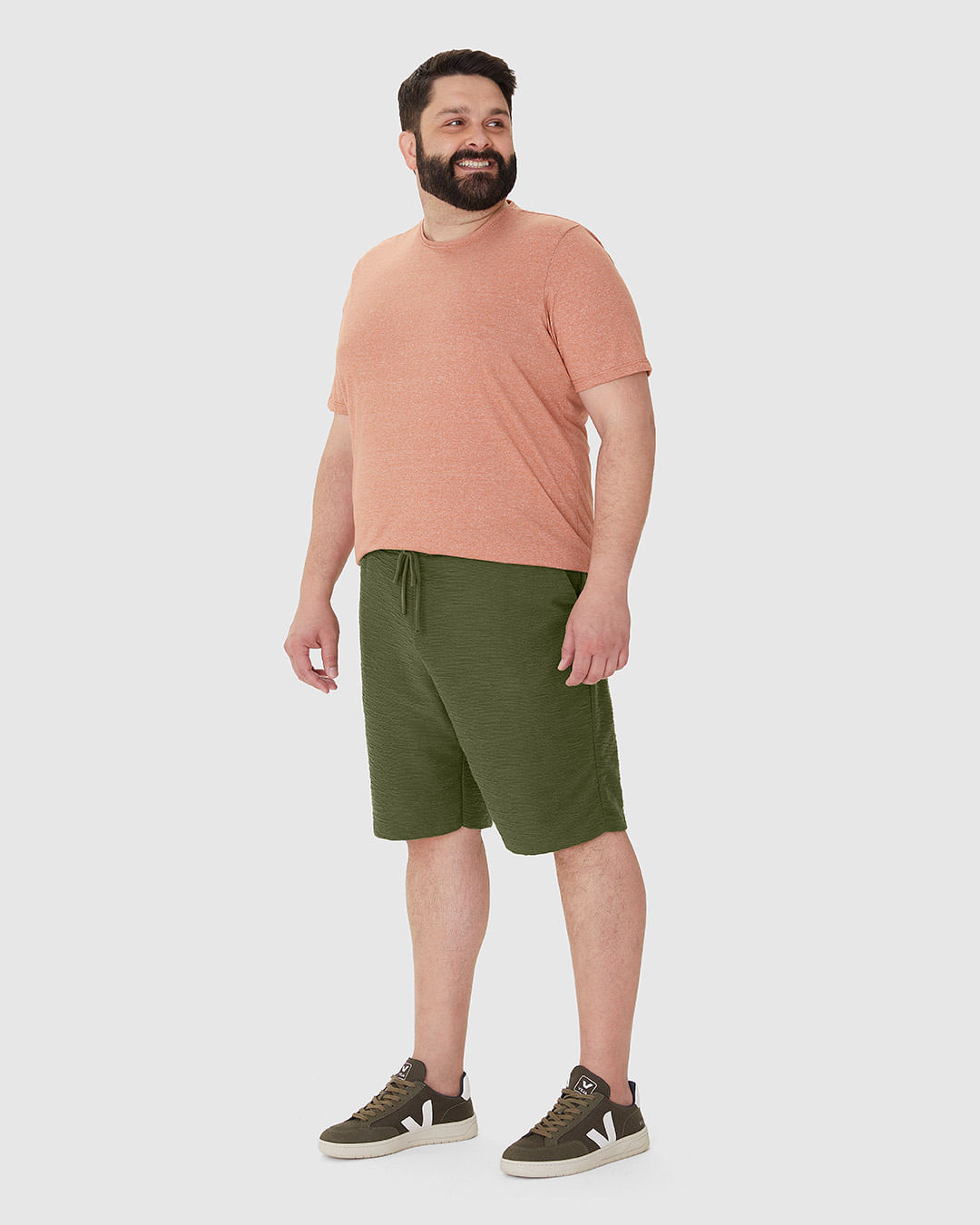 Bermuda Masculina Plus Size Cós Elástico Em Moletom Texturizado - Imagem 2