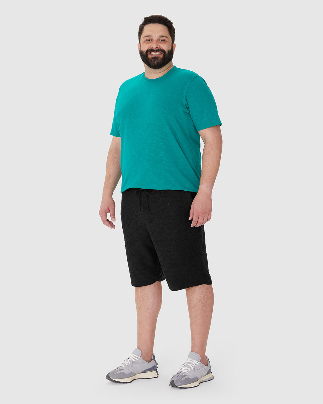 Bermuda Masculina Plus Size Cós Elástico Em Moletom Texturizado - Imagem 2