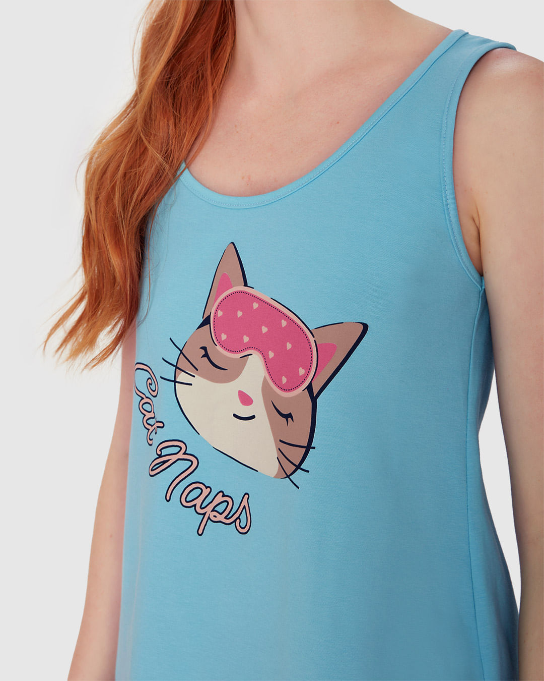 Pijama Feminino Regata Estampada E Shorts Em Algodão - Imagem 3