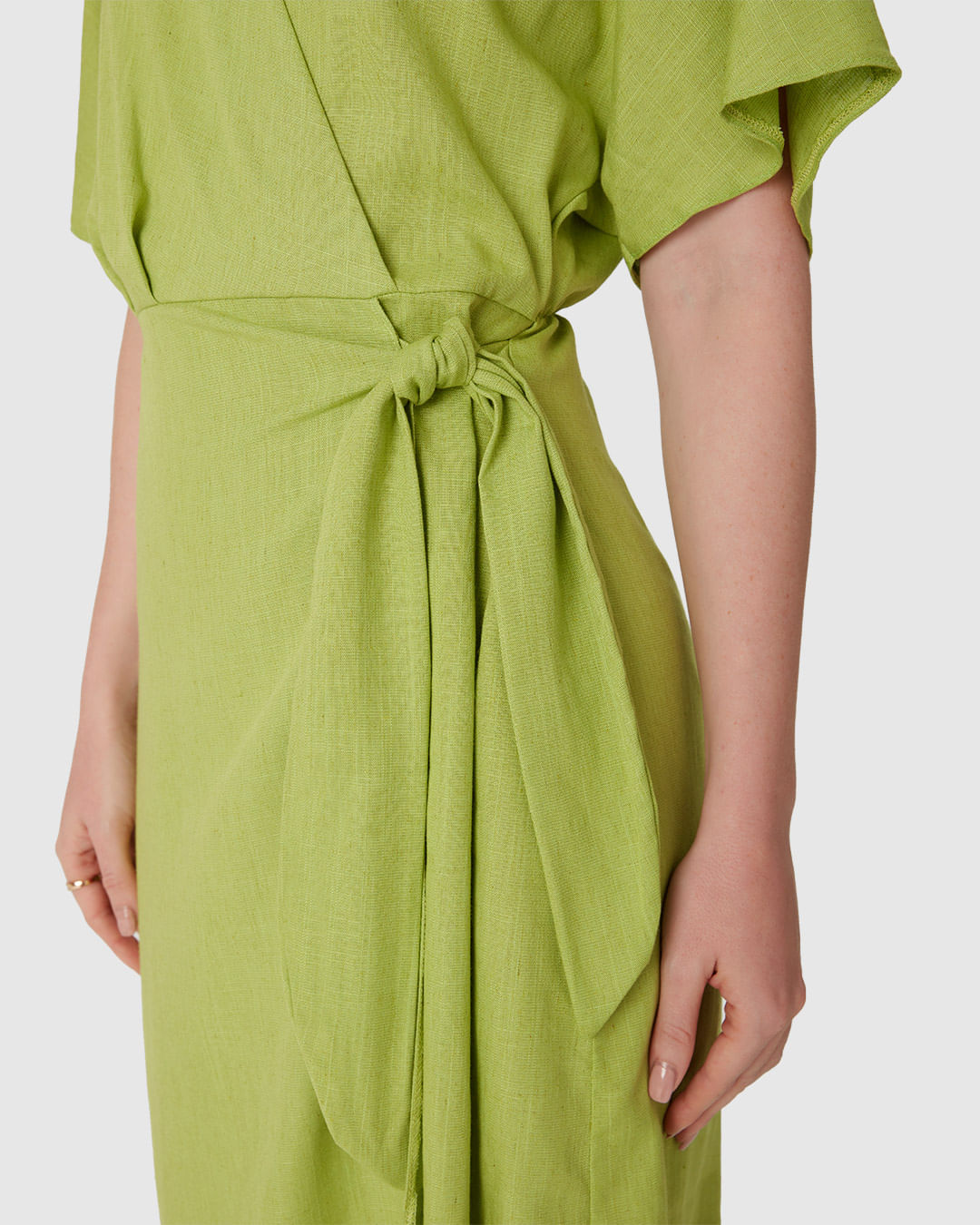 Vestido Feminino Transpassado Decote V Em Viscolinho - Imagem 3