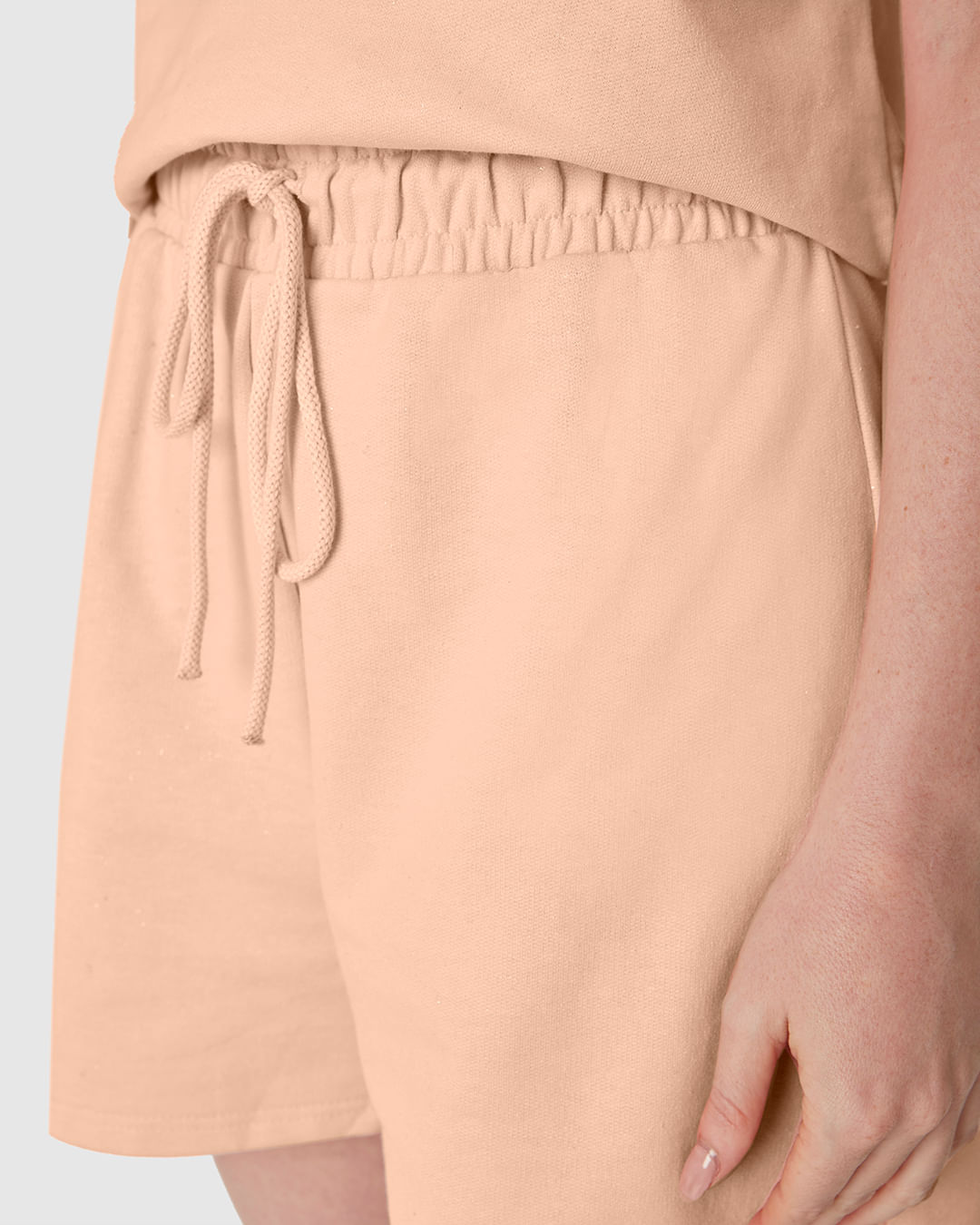 Shorts Feminino Amplo Cós Elástico Em Malha Tweed - Imagem 18