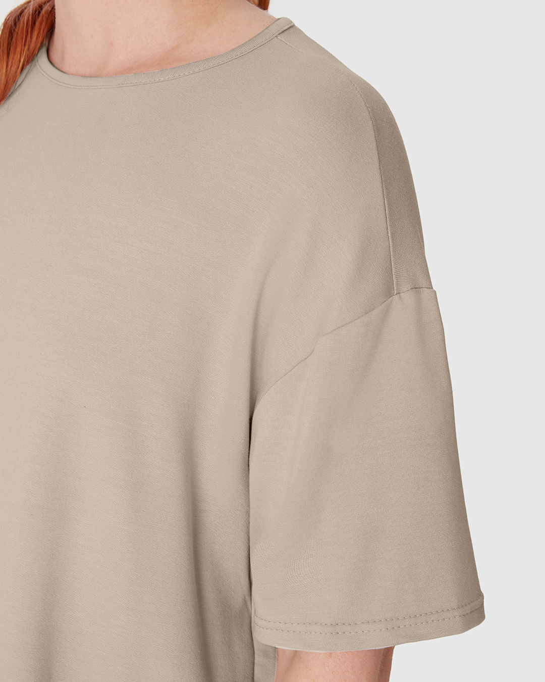 Blusa Ampla Feminina Manga Curta Em Malha Tweed E Moletinho - Imagem 8