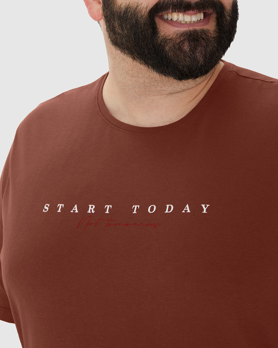 Camiseta Masculina Plus Size Decote Redondo Estampa Frontal Em Algodão - Imagem 8