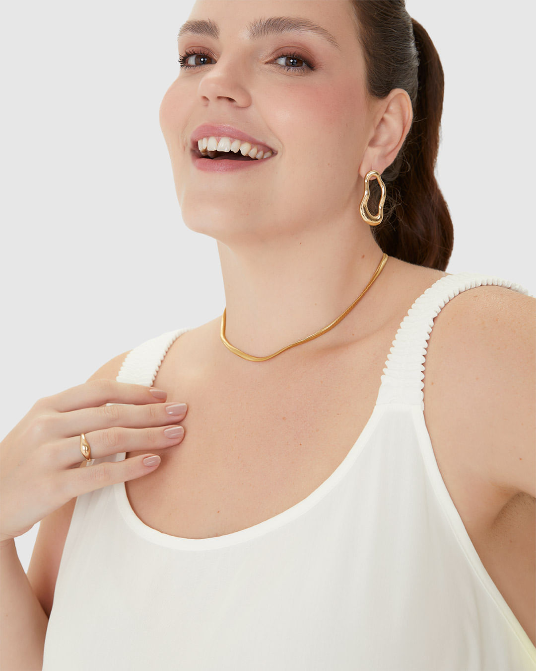 Vestido Midi Feminino Plus Size Alça Com Elástico Em Viscose - Imagem 18