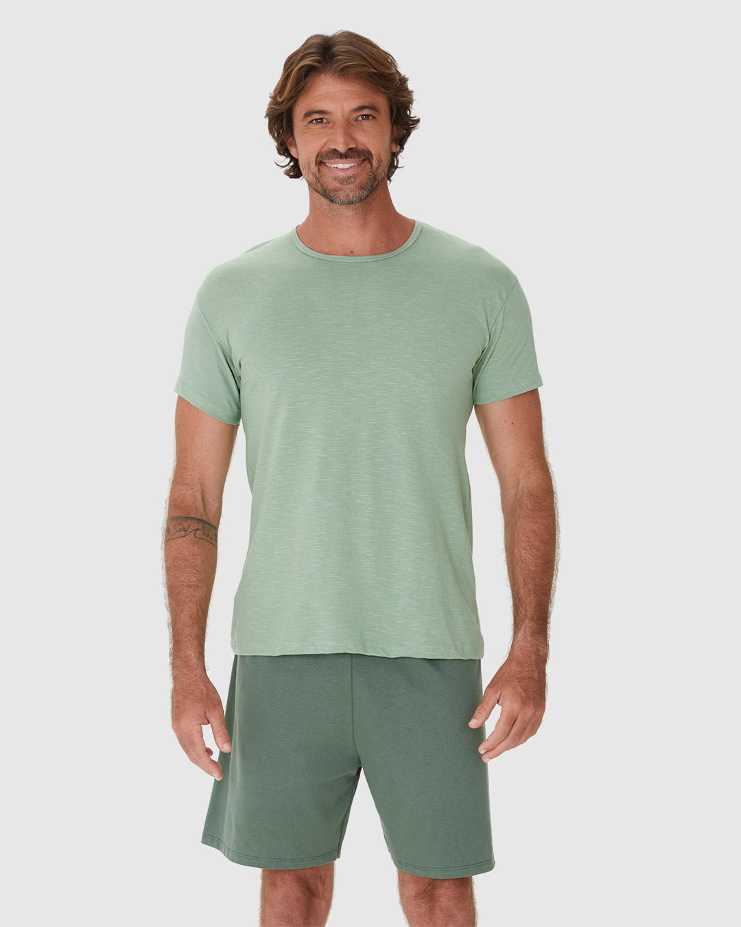 Pijama Masculino Camiseta Gola Redonda Manga Curta Em Algodão - Imagem 9