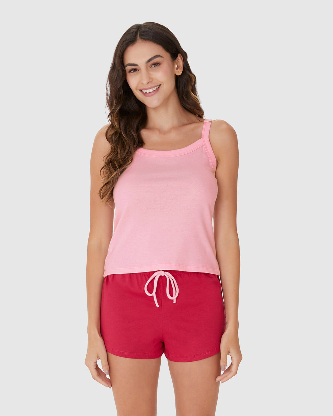 Pijama Feminino Regata Alça Fina E Shorts Em Algodão - Imagem 9