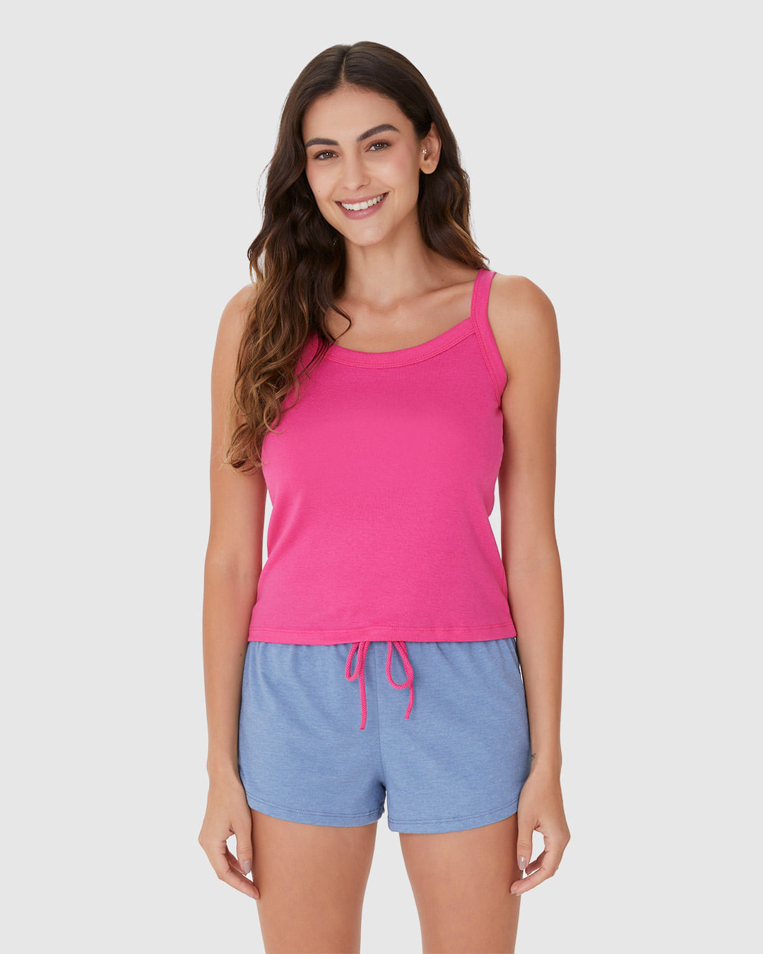 Pijama Feminino Regata Alça Fina E Shorts Em Algodão - Imagem 9