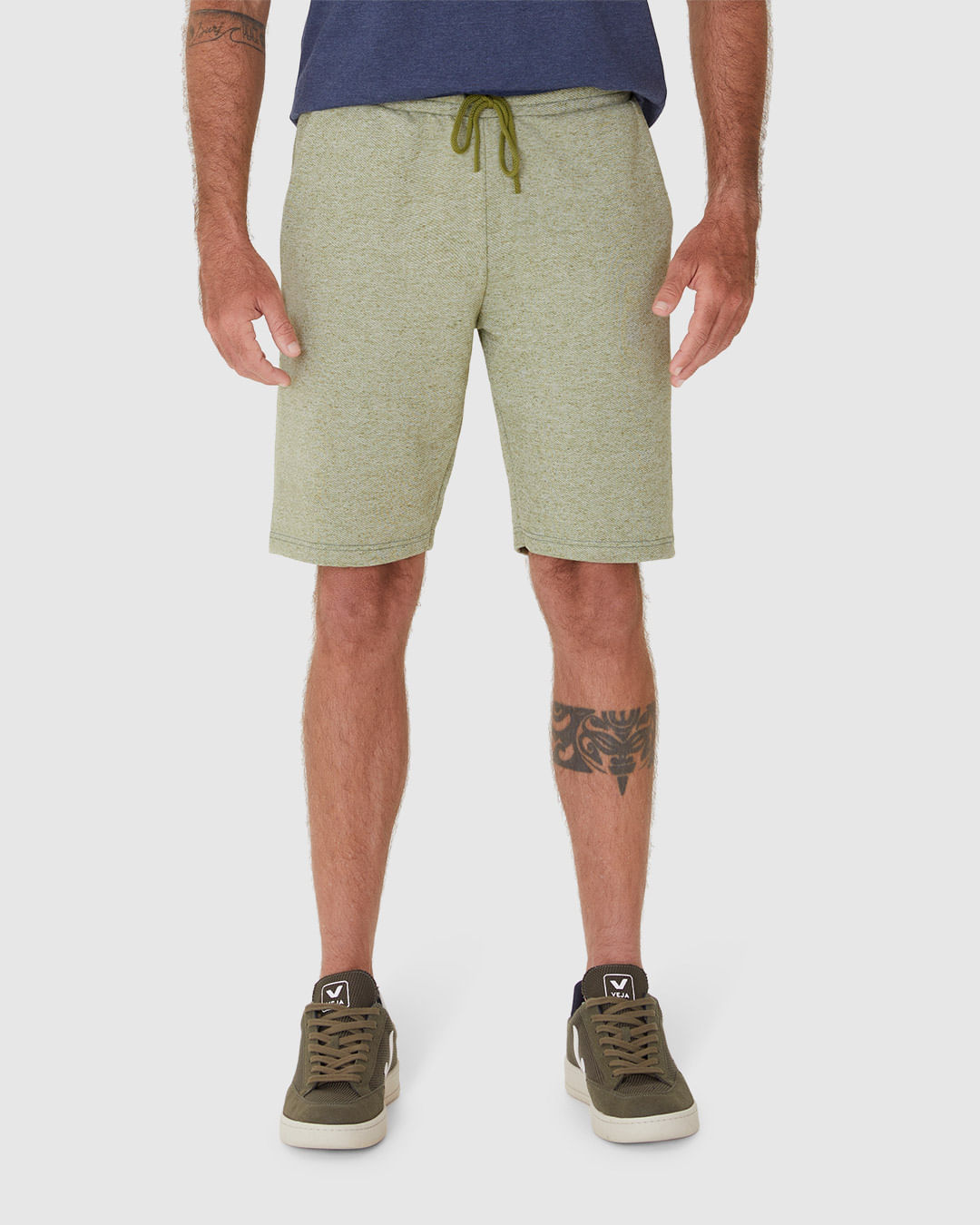 Bermuda Masculina Comfort Cadarço Frontal Em Moletom - Imagem 4