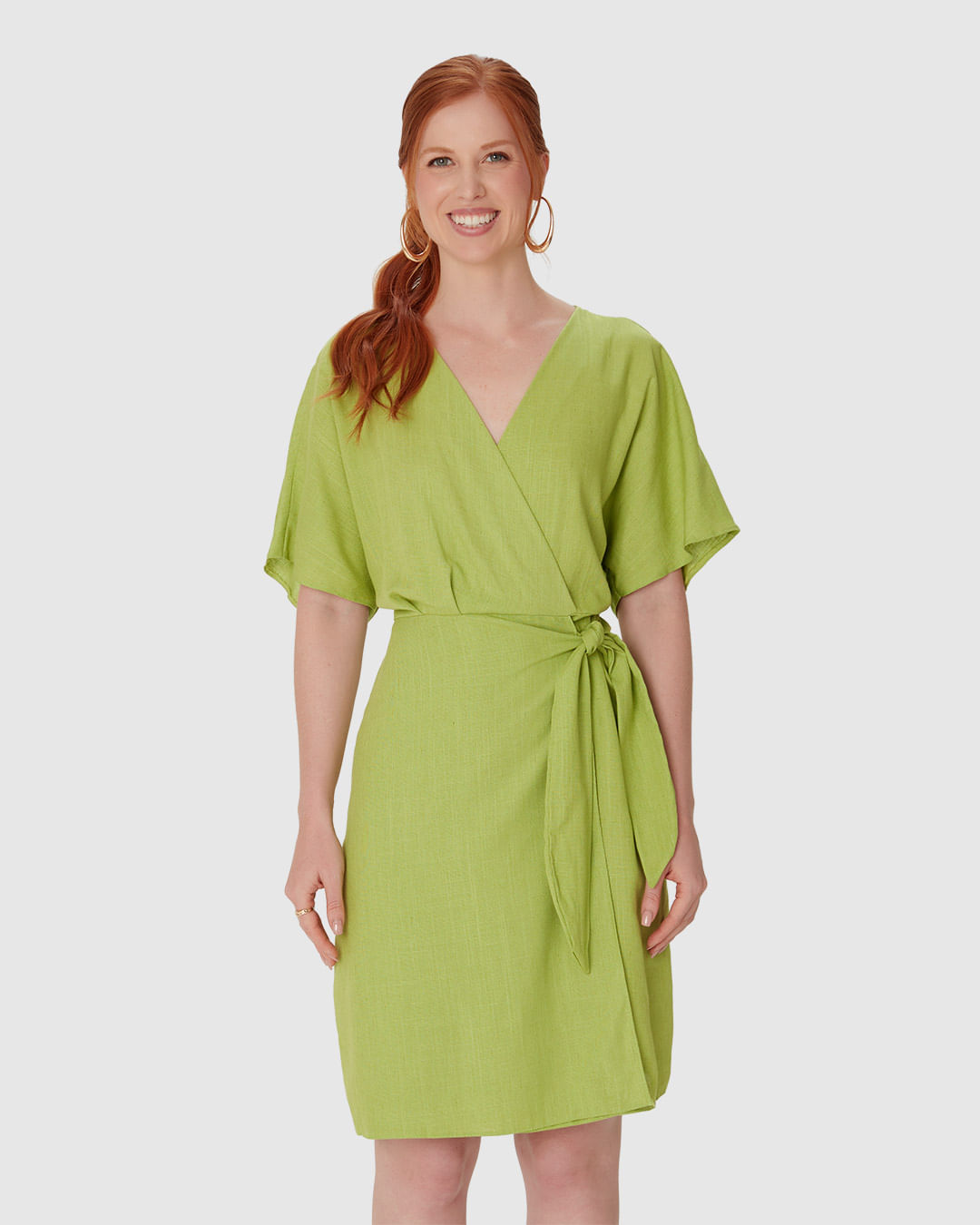 Vestido Feminino Transpassado Decote V Em Viscolinho - Imagem 9
