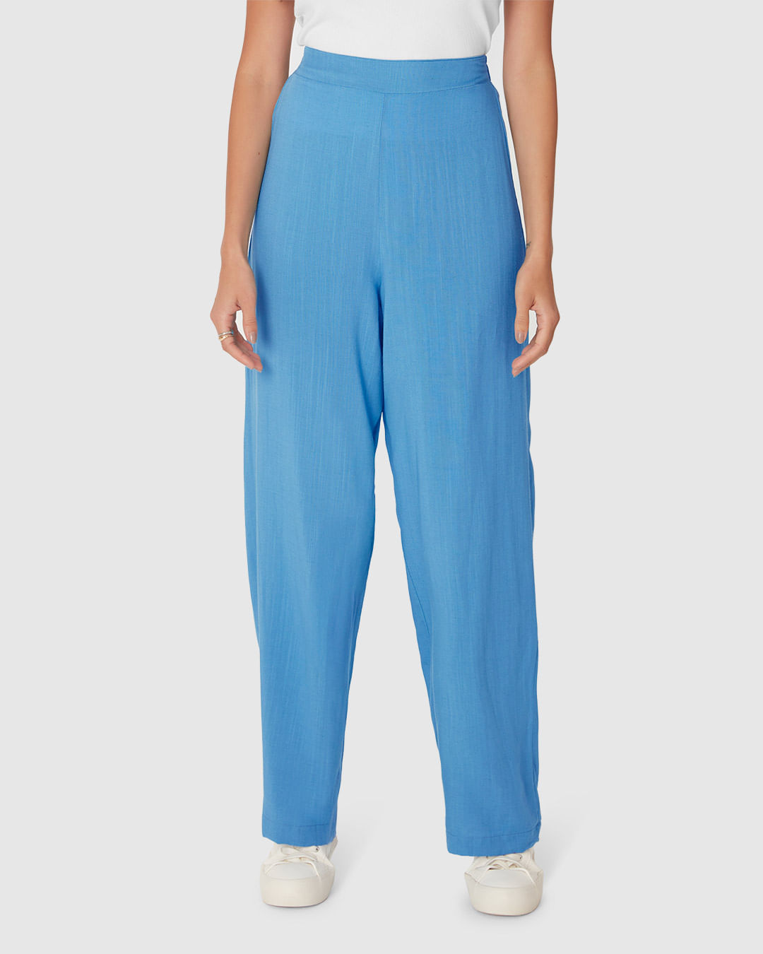 Calça Reta Feminina Cintura Alta Em Viscolinho - Imagem 19