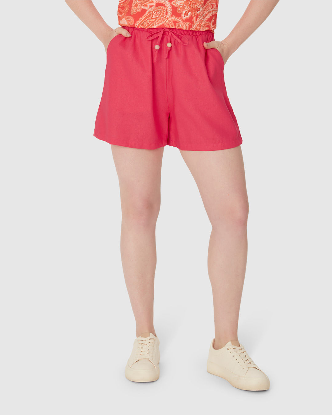 Shorts Clochard Feminino Cordão Frontal Em Viscolinho — foto 4