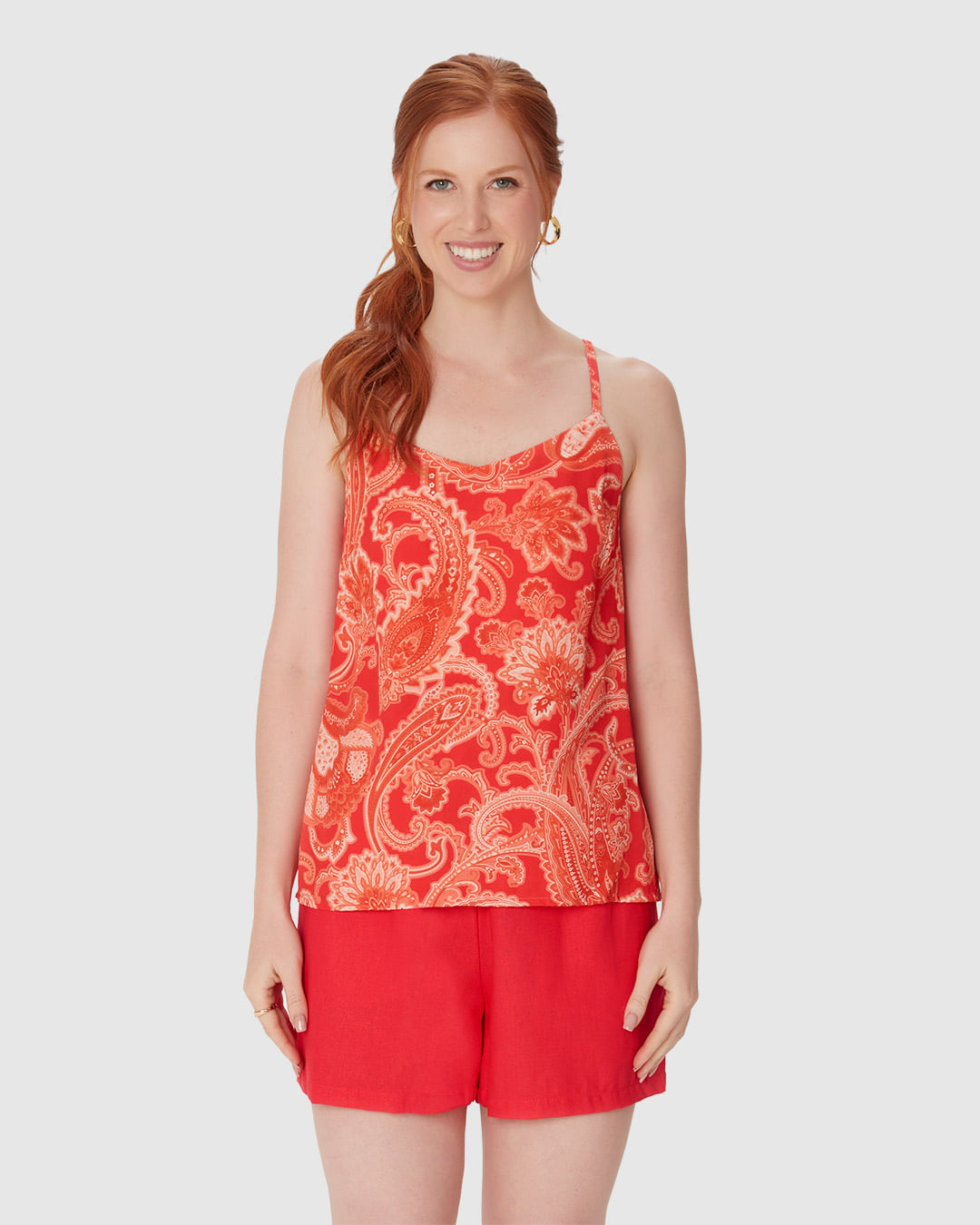 Regata Feminina Decote V Alça Fina Em Viscose - Imagem 19