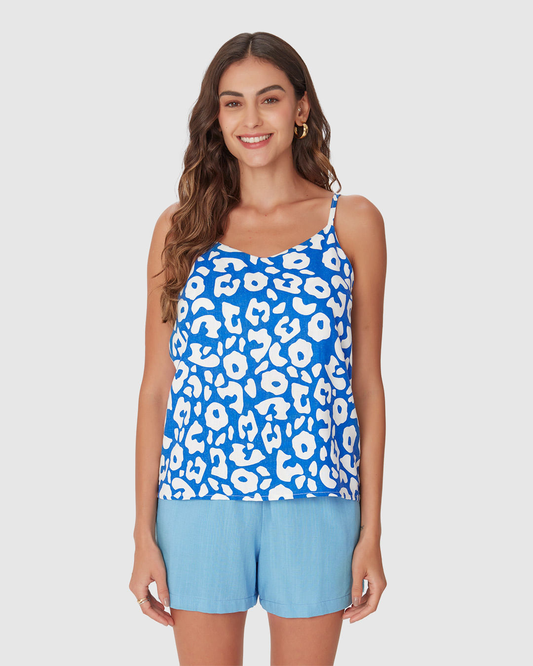 Regata Feminina Decote V Alça Fina Em Viscolinho - Imagem 19