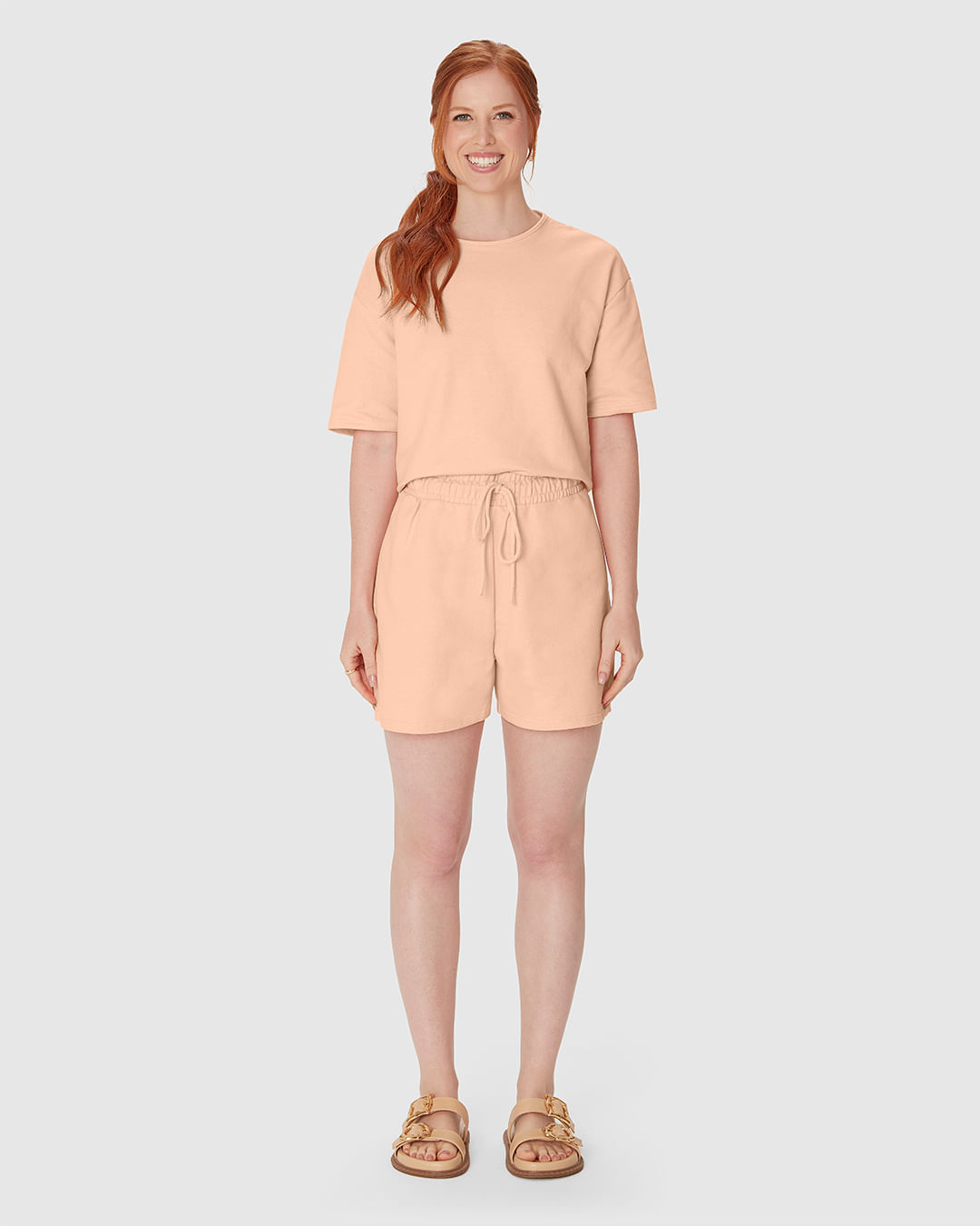 Shorts Feminino Amplo Cós Elástico Em Malha Tweed - Imagem 9