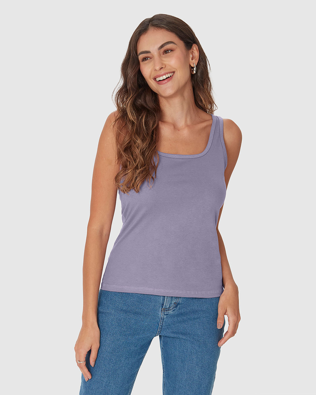 Regata Básica Feminina Decote U Em Malha Algodão Pima - Imagem 14