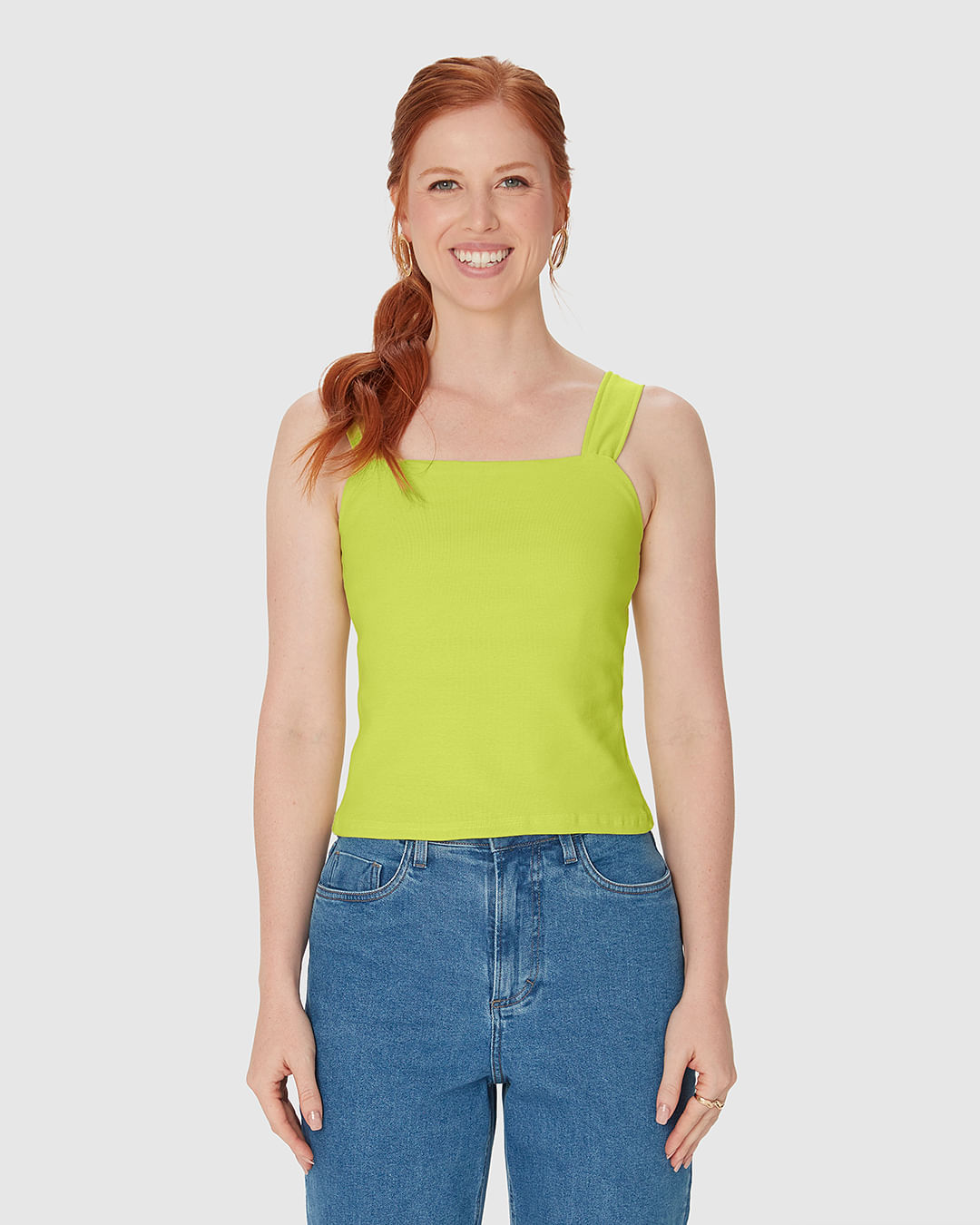 Regata Cropped Feminina Decote Quadrado Em Algodão - Imagem 4