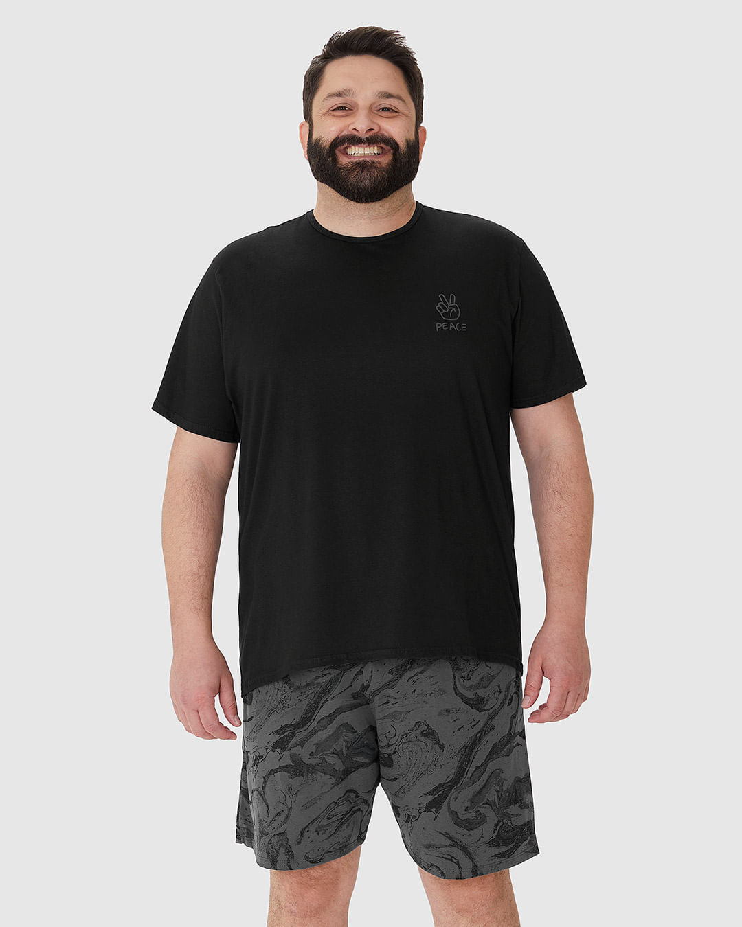 Pijama Masculino Plus Size Camiseta Manga Curta Em Algodão - Imagem 4