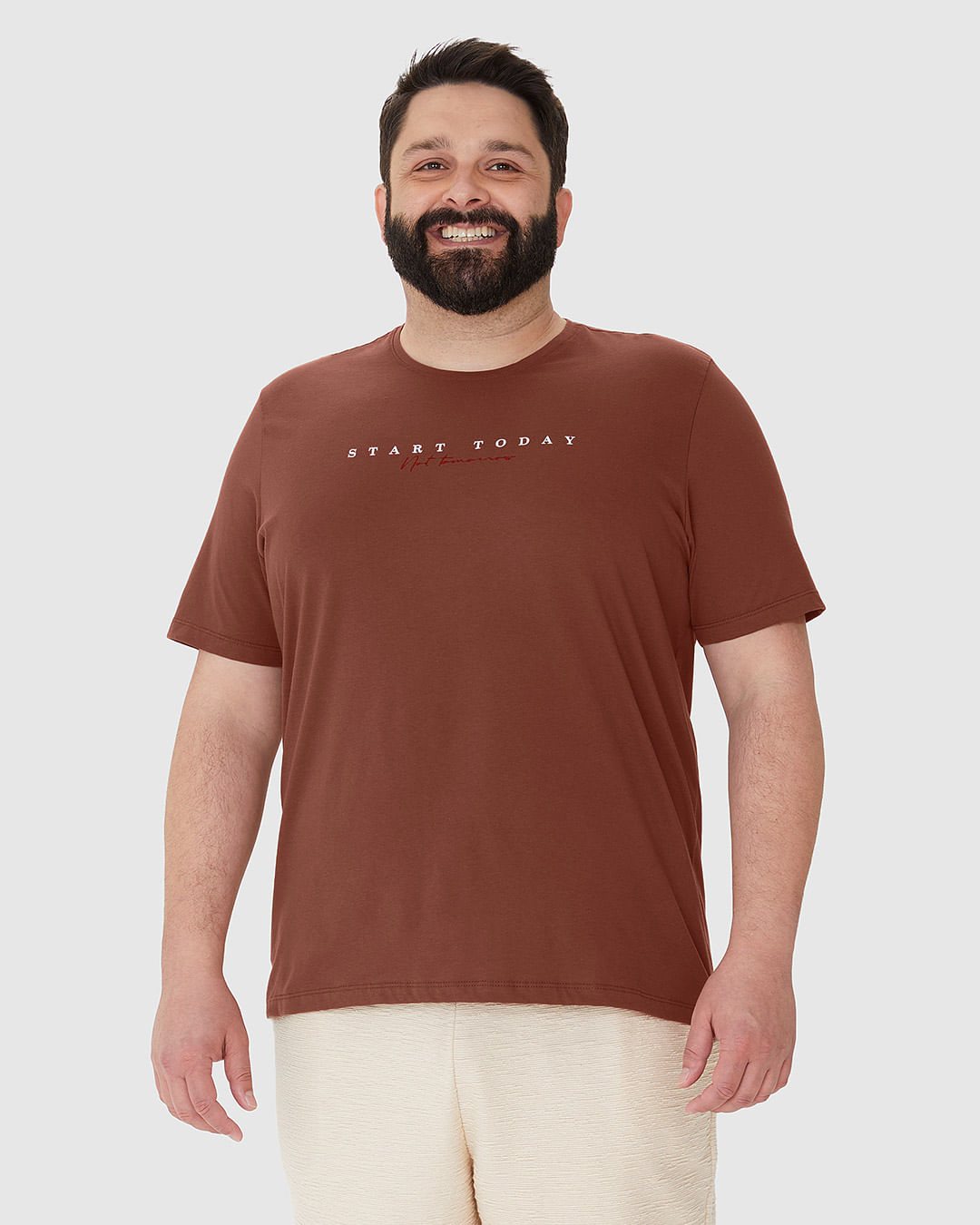 Camiseta Masculina Plus Size Decote Redondo Estampa Frontal Em Algodão - Imagem 14