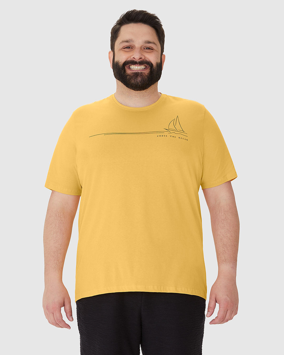 Camiseta Masculina Plus Size Decote Redondo Estampa Frontal Em Algodão - Imagem 19