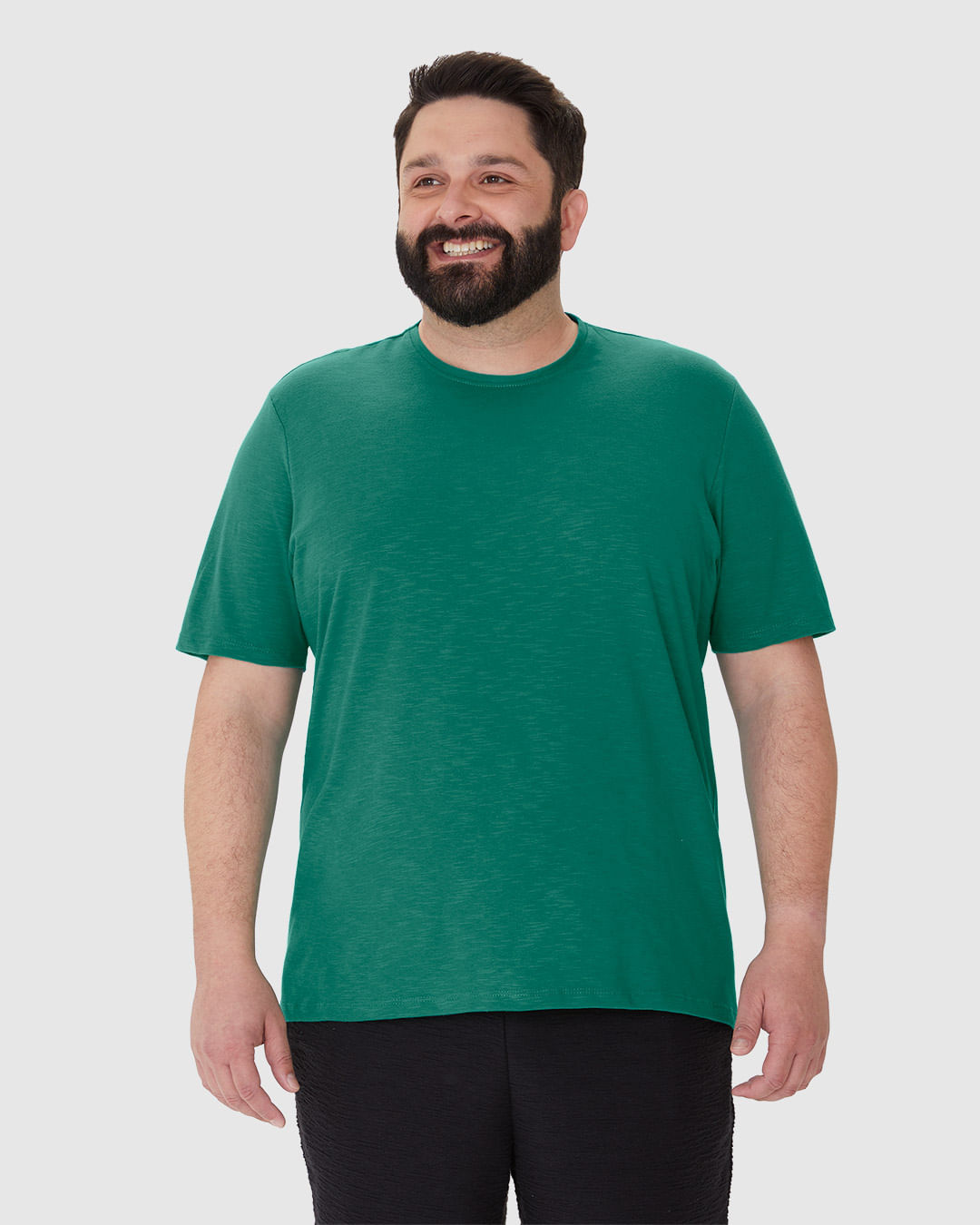 Camiseta Masculina Plus Size Em Malha Algodão Texturizada - Imagem 19