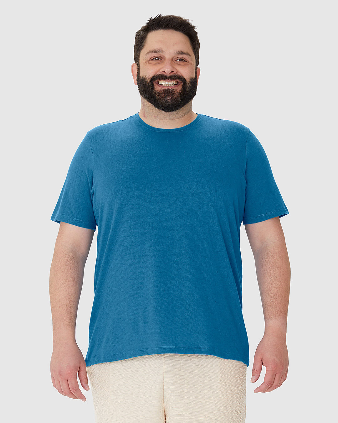 Camiseta Masculina Plus Size Em Malha Algodão Texturizada - Imagem 14