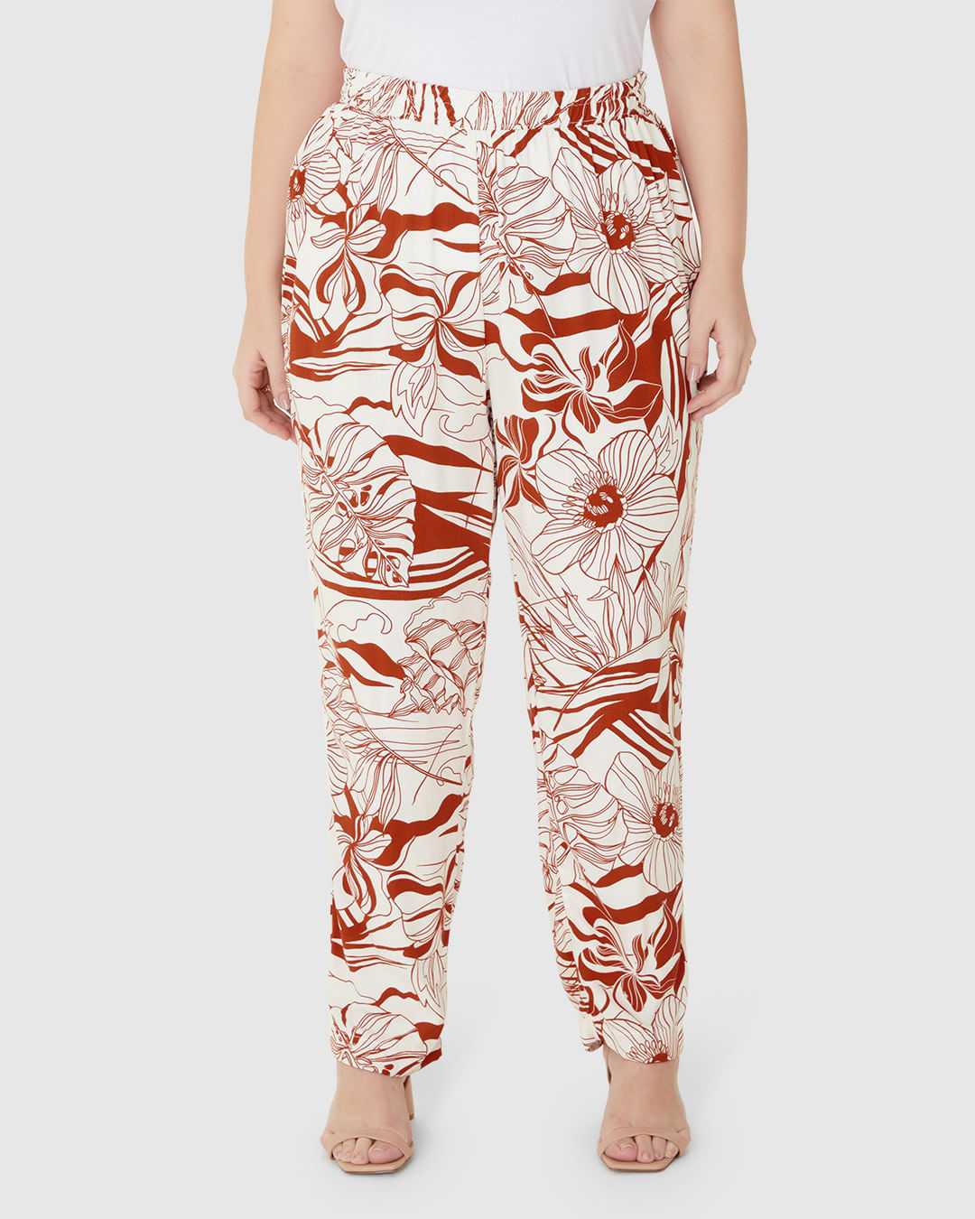 Calça Feminina Plus Size Jogger Bolso Faca Em Viscose Sarjada - Imagem 9