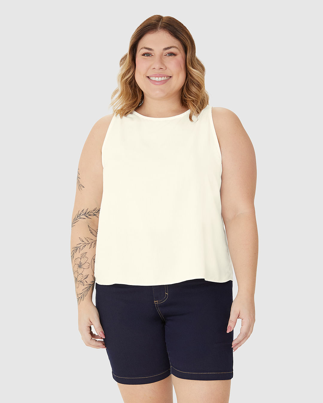 Regata Cropped Feminina Plus Size Em Viscose - Imagem 24