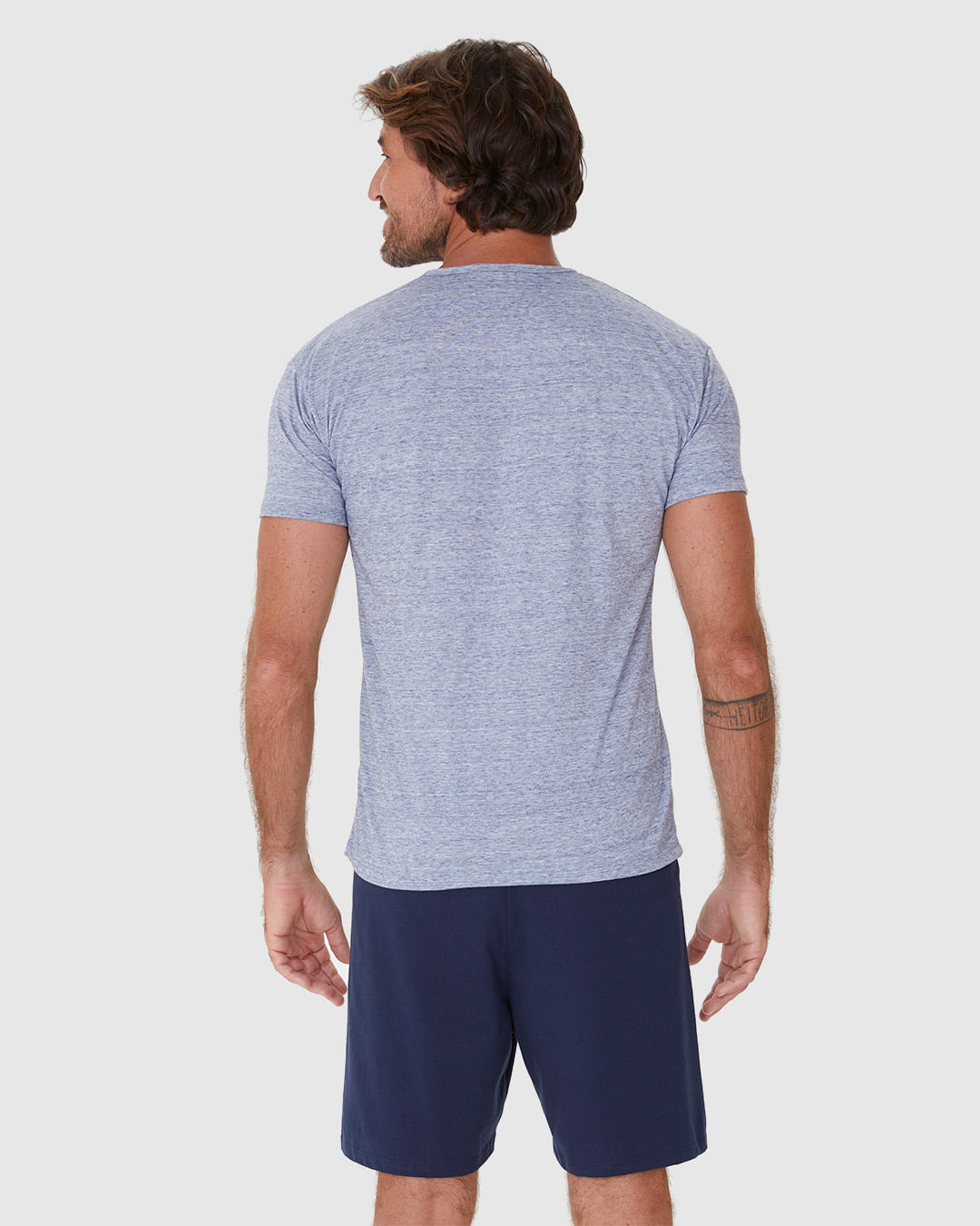 Pijama Masculino Camiseta Gola Redonda Manga Curta Em Algodão - Imagem 15