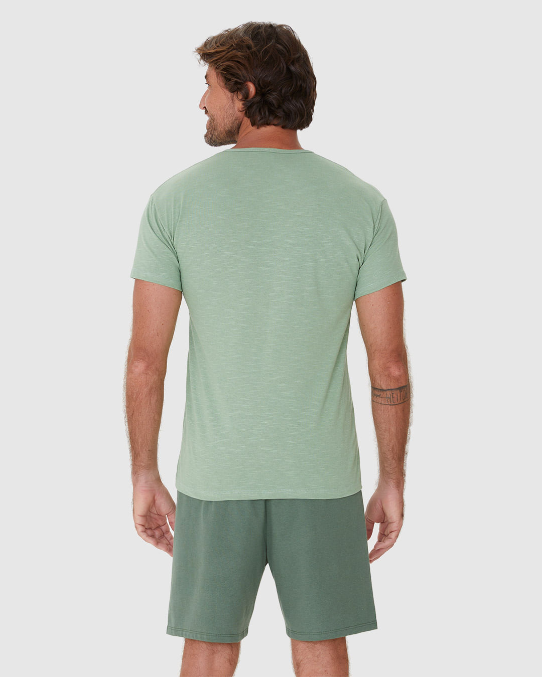 Pijama Masculino Camiseta Gola Redonda Manga Curta Em Algodão - Imagem 10