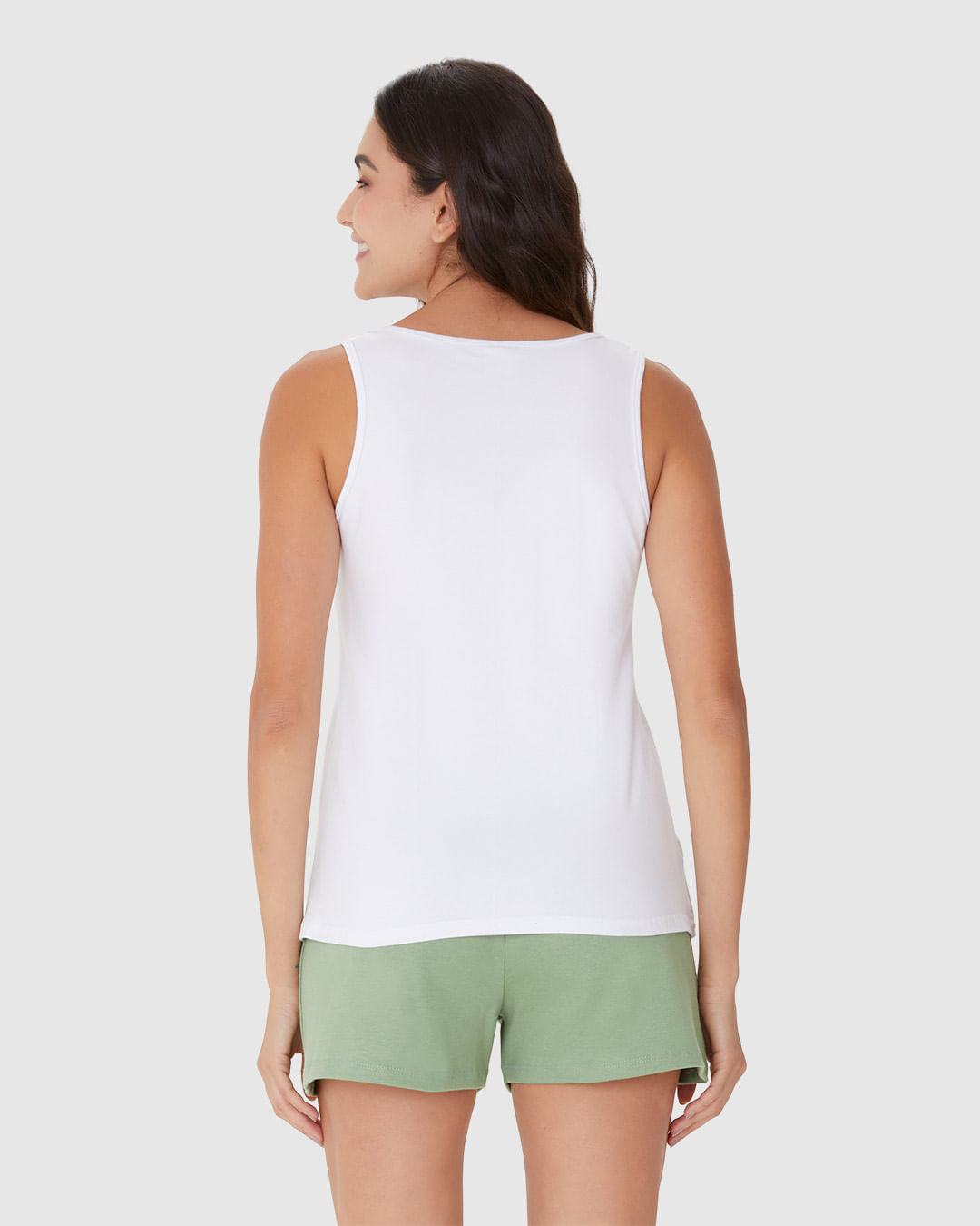 Pijama Feminino Regata Estampada E Shorts Em Algodão - Imagem 20