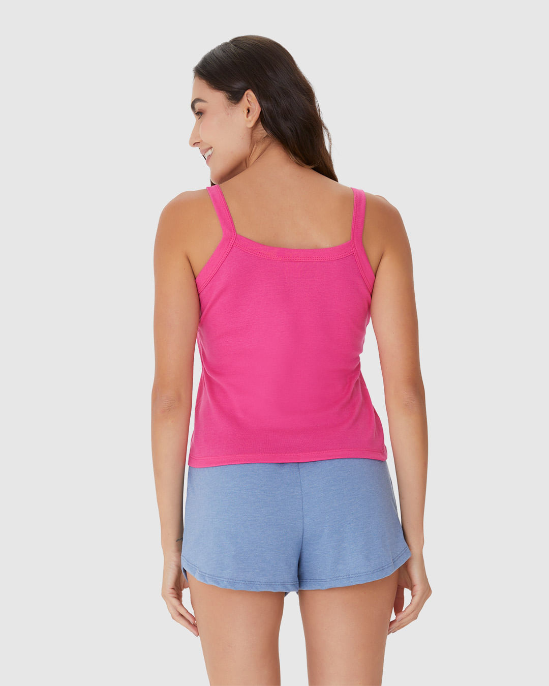 Pijama Feminino Regata Alça Fina E Shorts Em Algodão - Imagem 5