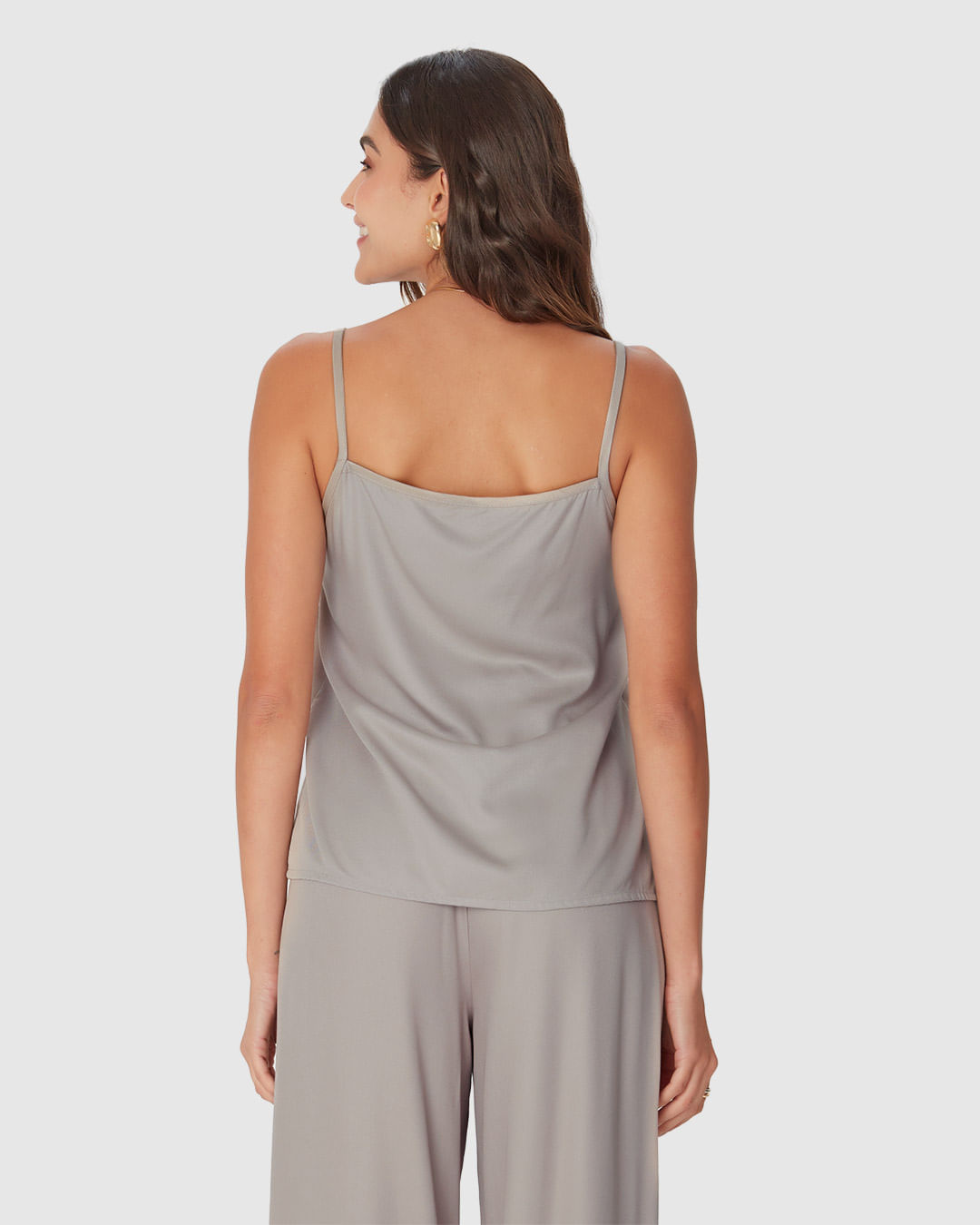 Regata Feminina Decote V Alça Fina Em Viscose - Imagem 5