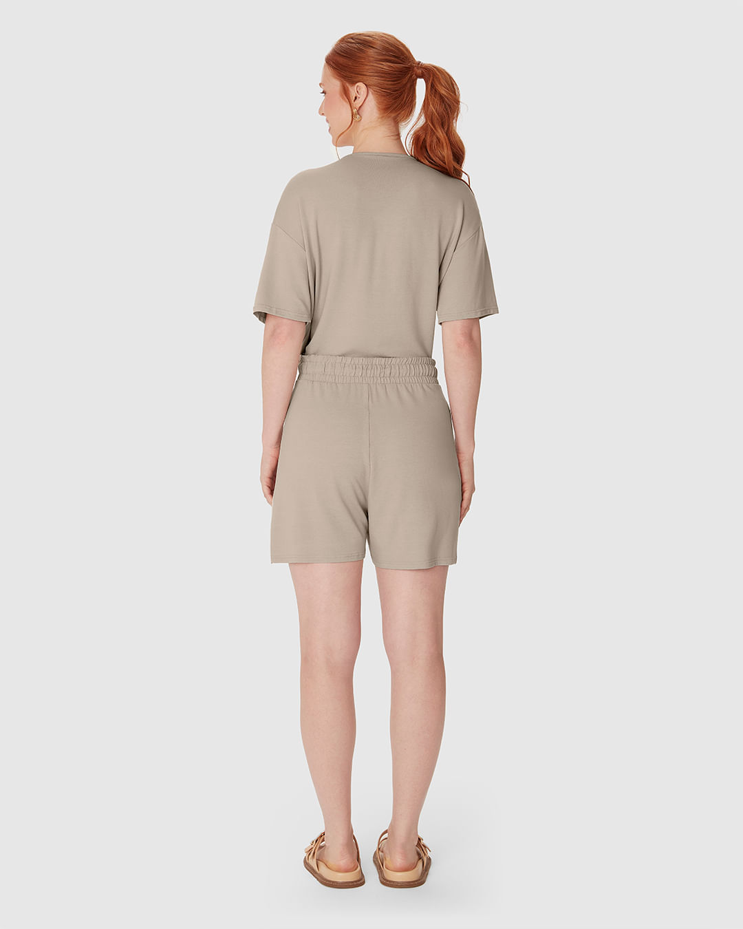 Shorts Feminino Amplo Cós Elástico Em Malha Tweed - Imagem 10