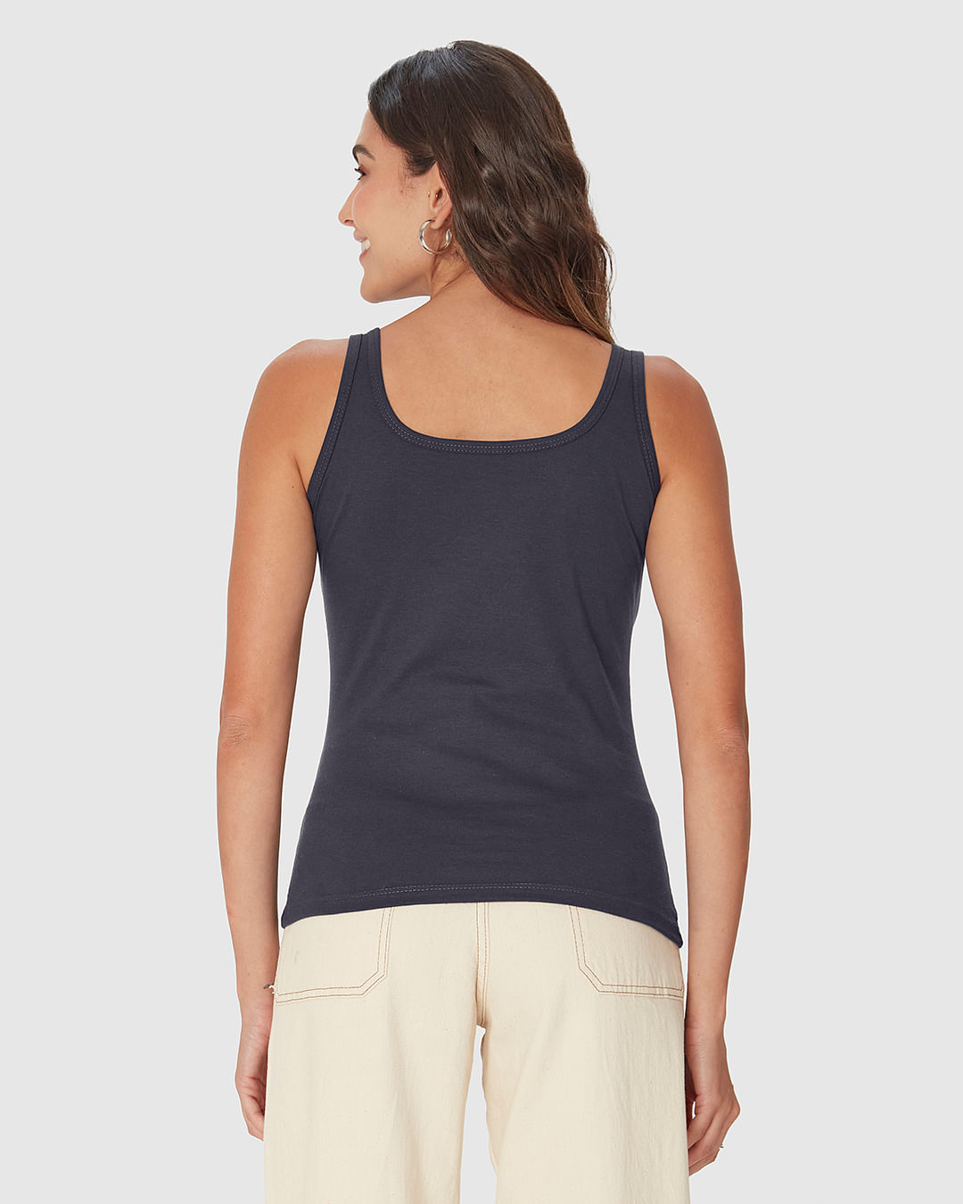 Regata Básica Feminina Decote U Em Malha Algodão Pima - Imagem 10