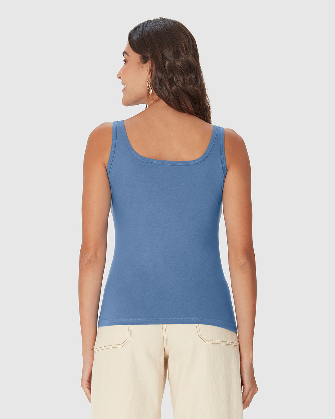 Regata Básica Feminina Decote U Em Malha Algodão Pima - Imagem 15