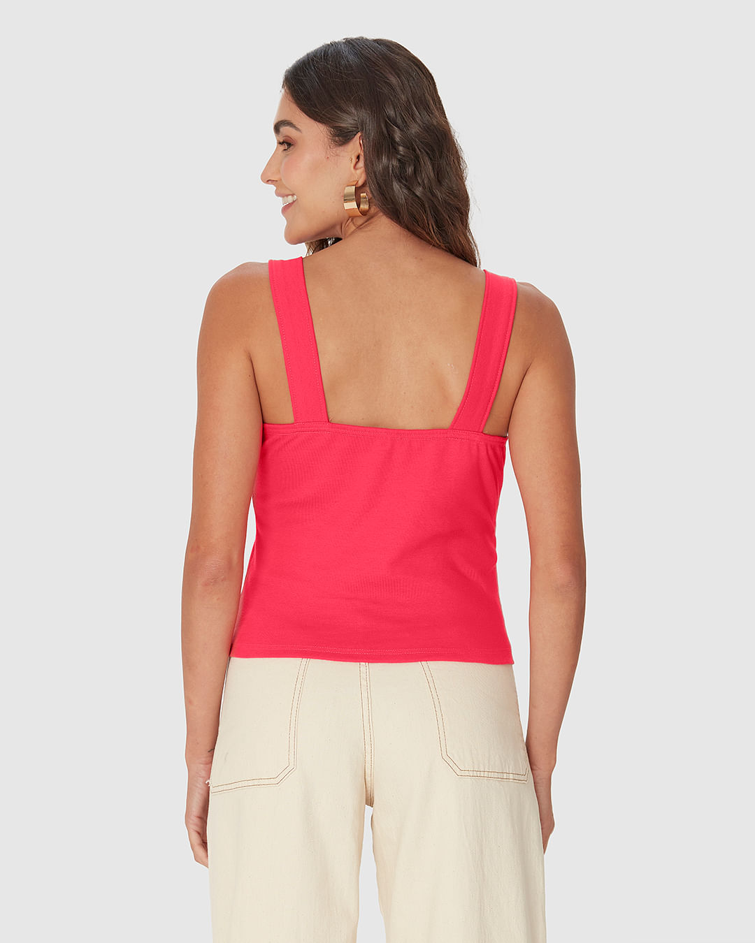 Regata Cropped Feminina Decote Quadrado Em Algodão - Imagem 20