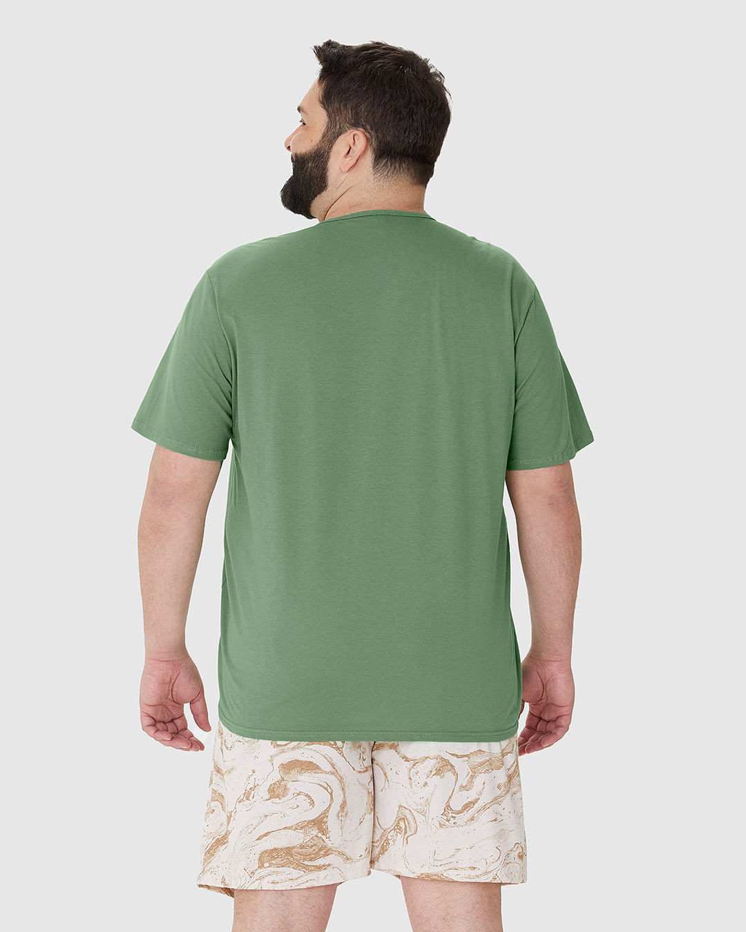 Pijama Masculino Plus Size Camiseta Manga Curta Em Algodão - Imagem 25