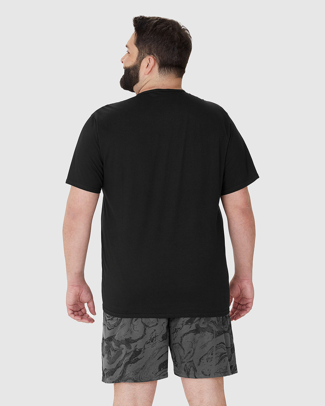 Pijama Masculino Plus Size Camiseta Manga Curta Em Algodão - Imagem 5
