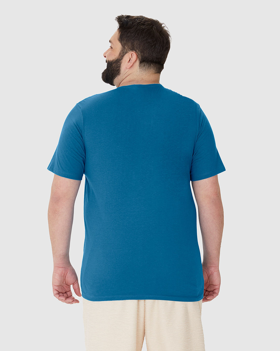 Camiseta Masculina Plus Size Em Malha Algodão Texturizada - Imagem 10