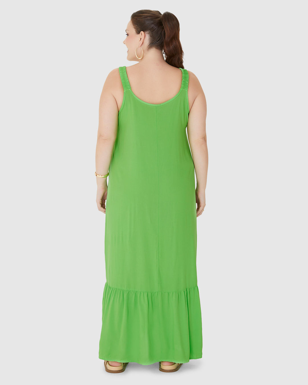 Vestido Midi Feminino Plus Size Alça Com Elástico Em Viscose - Imagem 25