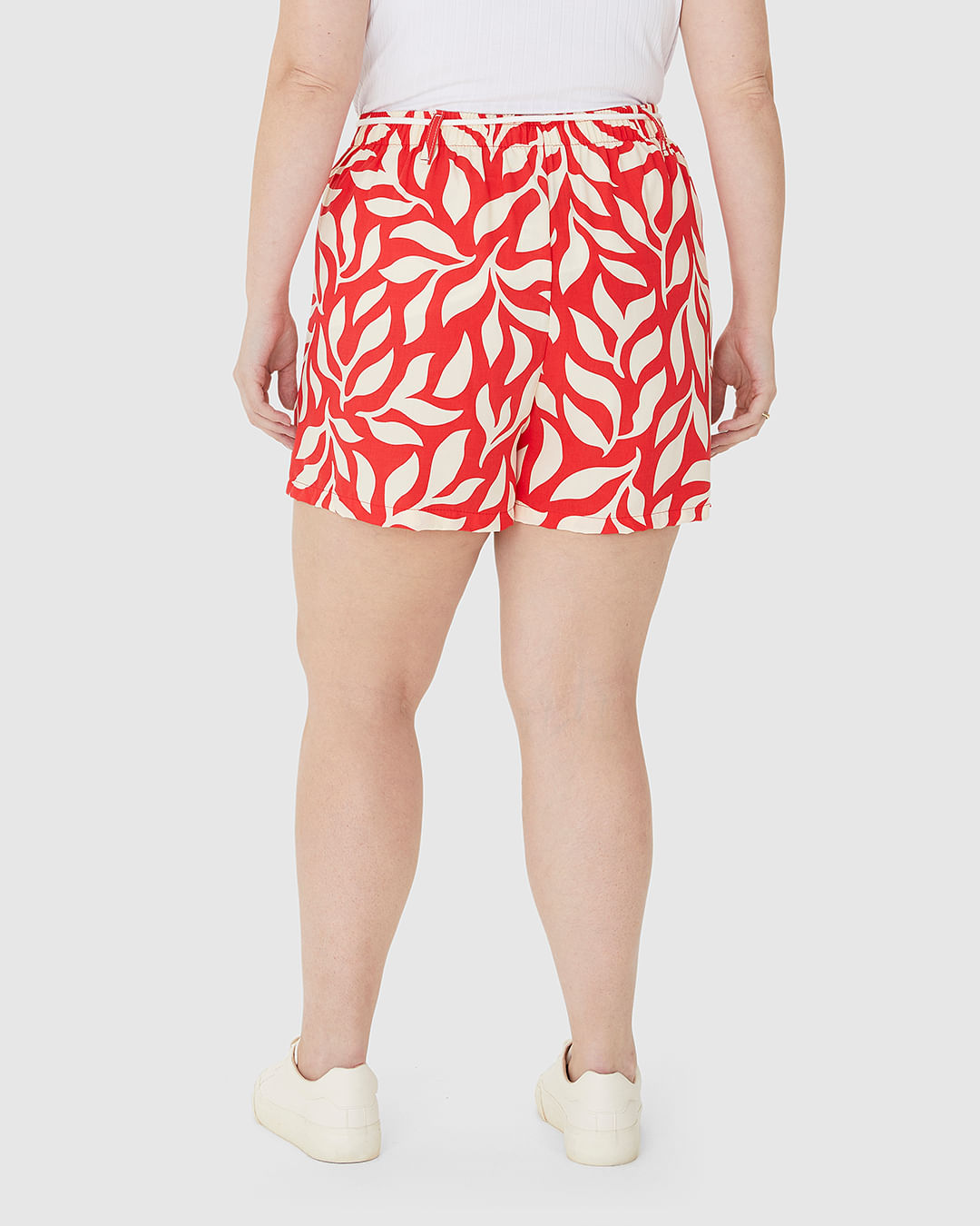 Shorts Feminino Plus Size Cadarço Frontal Estampado Em Viscose - Imagem 10