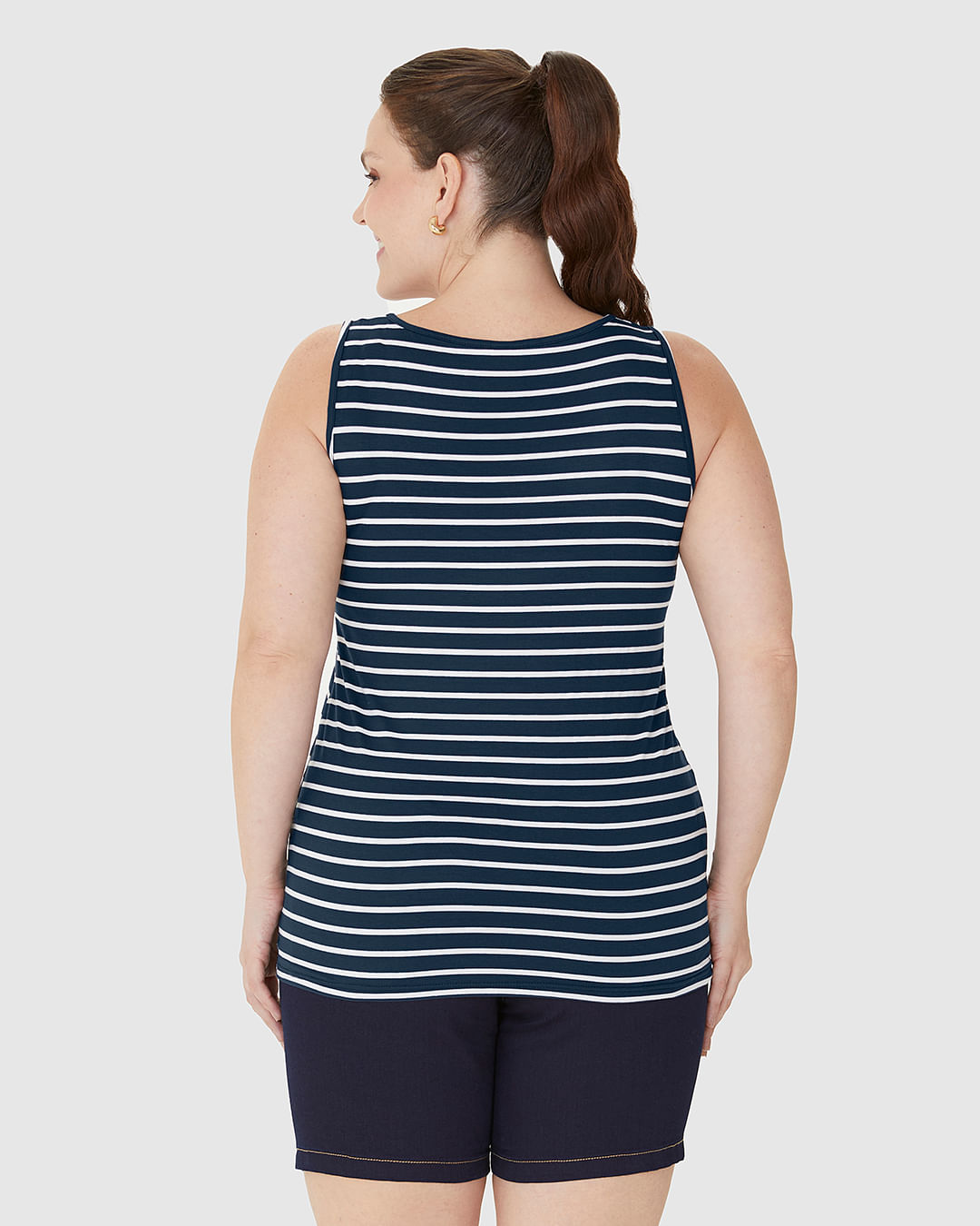 Regata Feminina Plus Size Decote V Alça Larga Em Viscose Stretch - Imagem 5