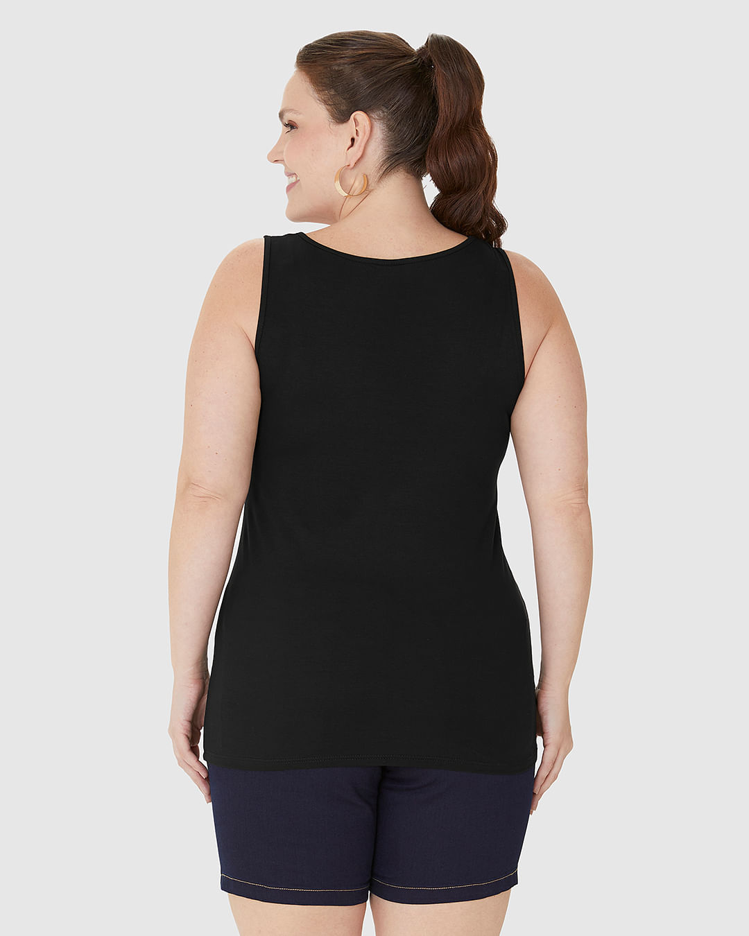 Regata Feminina Plus Size Decote V Alça Larga Em Viscose Stretch - Imagem 15