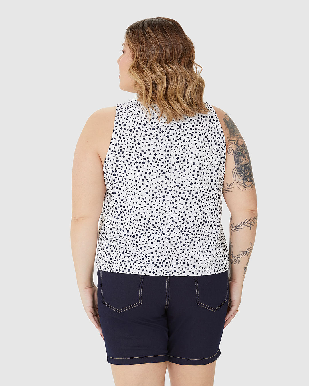 Regata Cropped Feminina Plus Size Estampada Em Viscose - Imagem 10