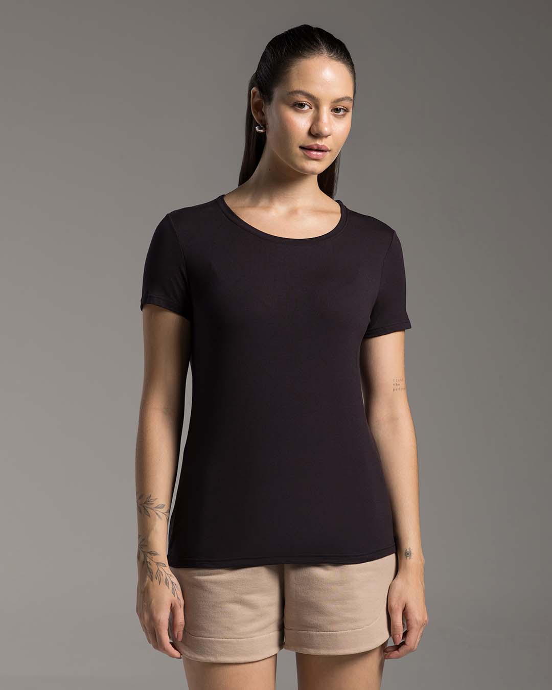 Tech T-Shirt Modal Feminina - BASICAMENTE - Preto - PP